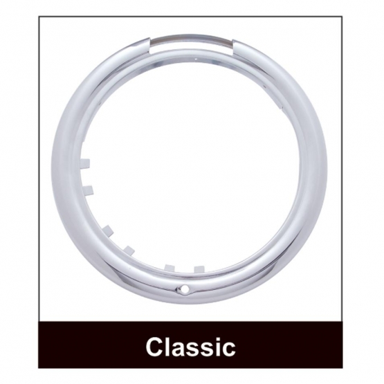 Stainless Steel Classic Half Moon Headlight 6014 Bulb & LED Turn Signal - Clear Lens