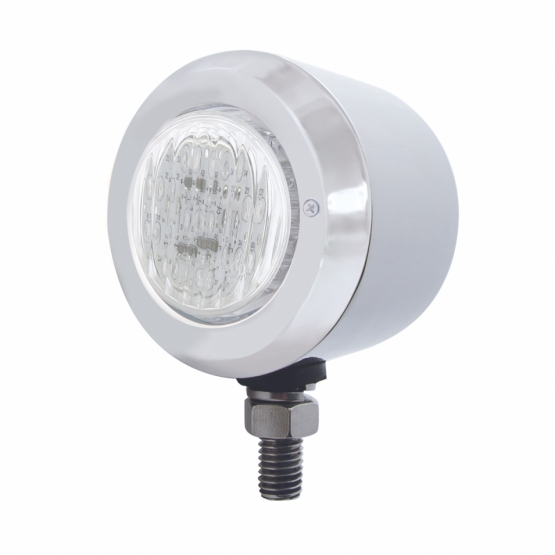 Stainless 2" Single Face Light With 9 LED 2" Light & Bezel - Red LED/Clear Lens