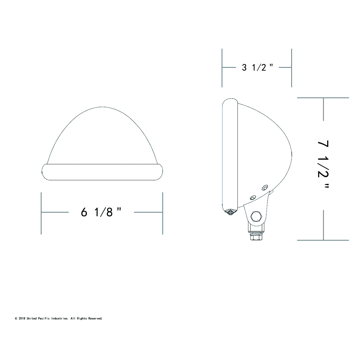 Black 5-3/4" Motorcycle Headlight Housing Only - Bottom Mount