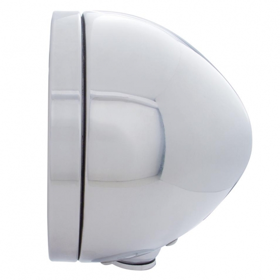 Stainless Steel Bullet Classic Headlight H4 With 10 Amber LED & Dual Mode LED Signal - Amber Lens