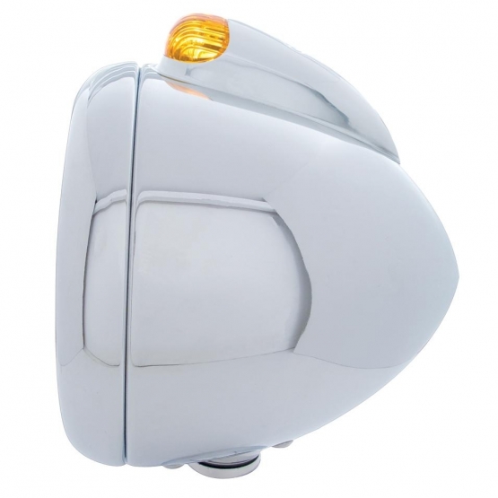 Stainless Steel Guide 682-C Headlight H4 & Dual Mode LED Signal - Amber Lens