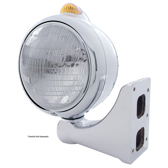 Chrome Guide 682-C Headlight 6014 & Dual Mode LED Signal - Amber Lens