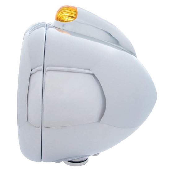Chrome Guide 682-C Headlight H6024 & Dual Mode LED Signal - Amber Lens