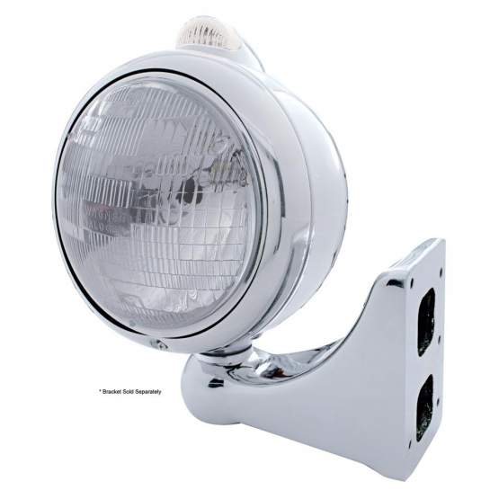 Chrome Guide 682-C Headlight H6024 & Dual Mode LED Signal - Clear Lens