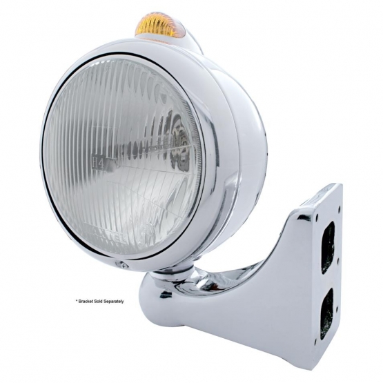 Chrome Guide 682-C Headlight H4 & Dual Mode LED Signal - Amber Lens