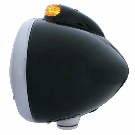 Black Guide 682-C Headlight 6014 & Dual Mode LED Signal - Amber Lens
