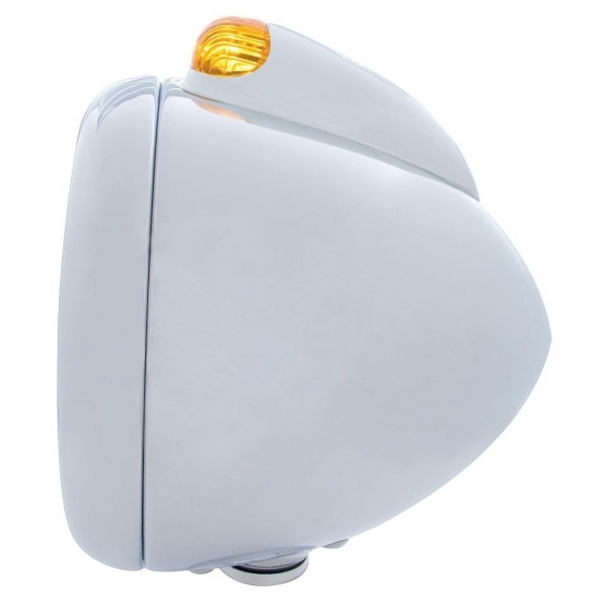 Stainless Steel Guide 682-C Headlight H4 With Amber LED & Dual Mode LED Signal-Amber Lens