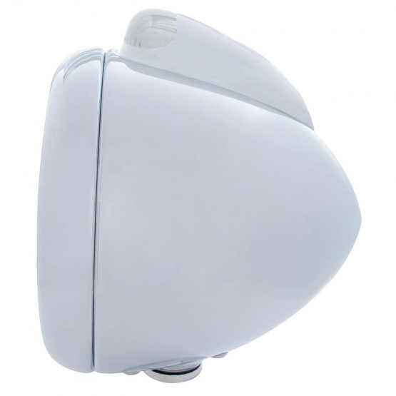 Stainless Steel Guide 682-C Headlight H4 With Amber LED & Dual Mode LED Signal-Clear Lens