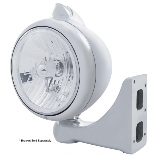 Stainless Steel Guide 682-C Headlight Crystal H4 & Original Style LED Signal - Clear Lens