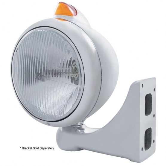 Chrome Guide 682-C Headlight H4 & Original Style LED Signal - Amber Lens
