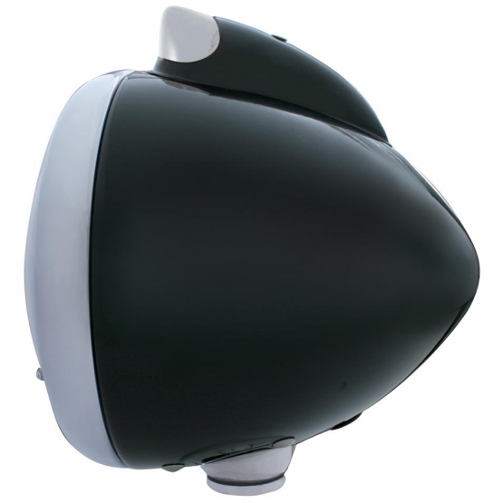 Black Guide 682-C Headlight H4 With White LED & Original Style LED Signal - Clear Lens