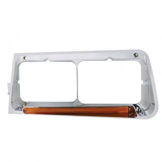 24 LED Headlight Bezel With GloLight For 1989-2009 Freightliner FLD - Driver - Amber Lens