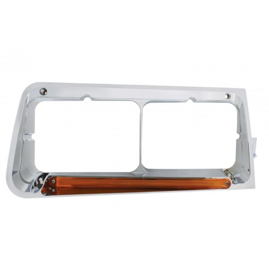 24 LED Headlight Bezel With GloLight For 1989-2009 Freightliner FLD - Passenger - Amber Lens