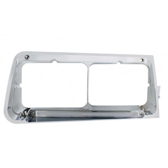 24 LED Headlight Bezel With GloLight For 1989-2009 Freightliner FLD - Passenger - Clear Lens