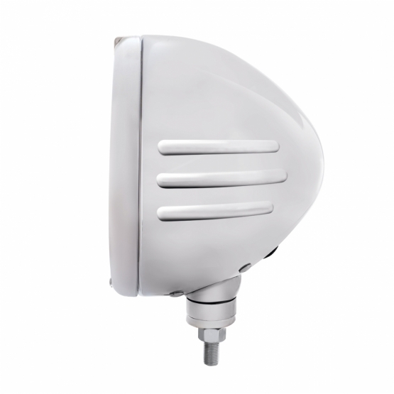 Stainless Steel Classic Embossed Stripe Headlight Crystal H4 & Dual Mode LED Signal-Clear Lens