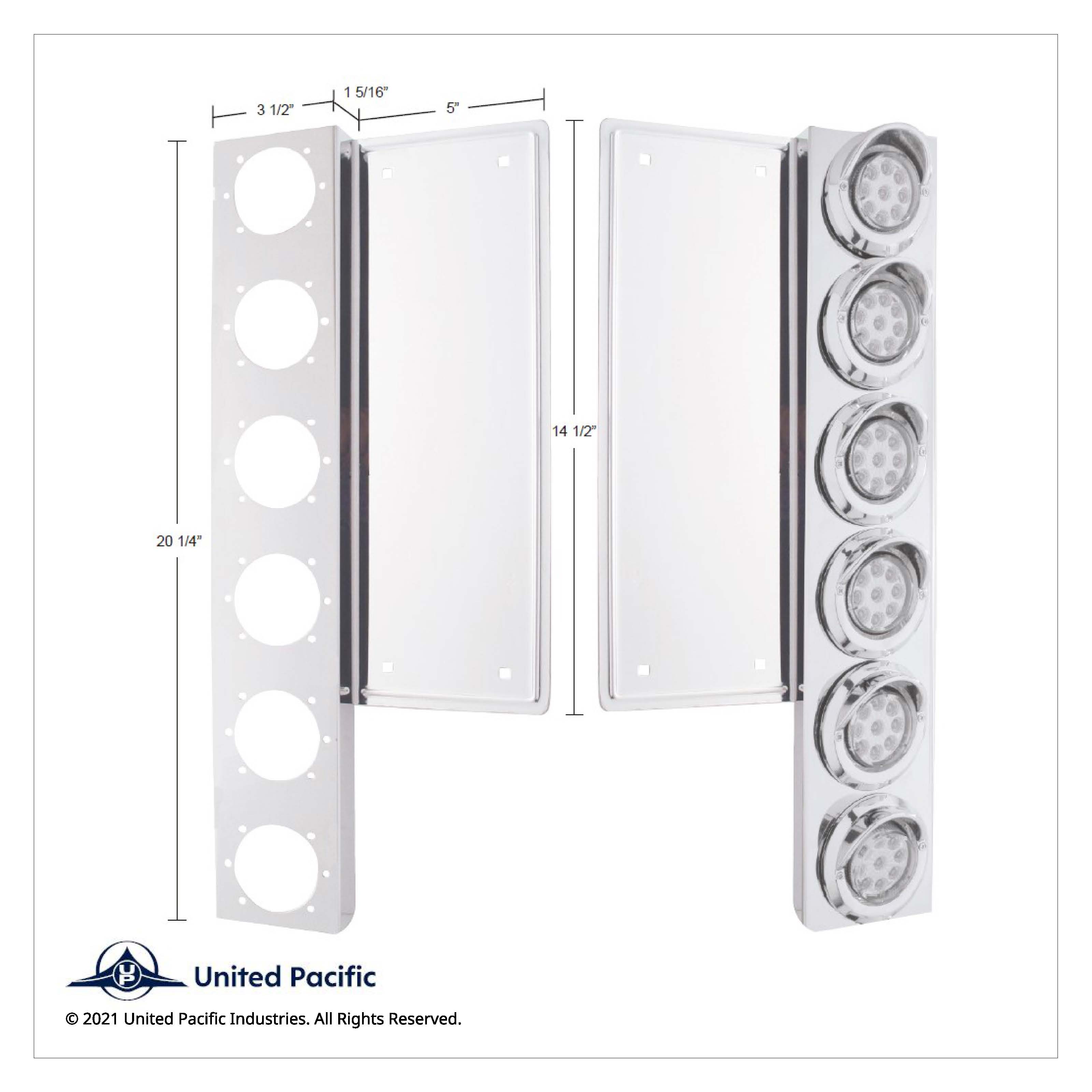 FL SS Front Air Cleaner Bracket W/12X 9 LED 2" Beehive Lights & Visors -Amber LED & Lens (Pair)