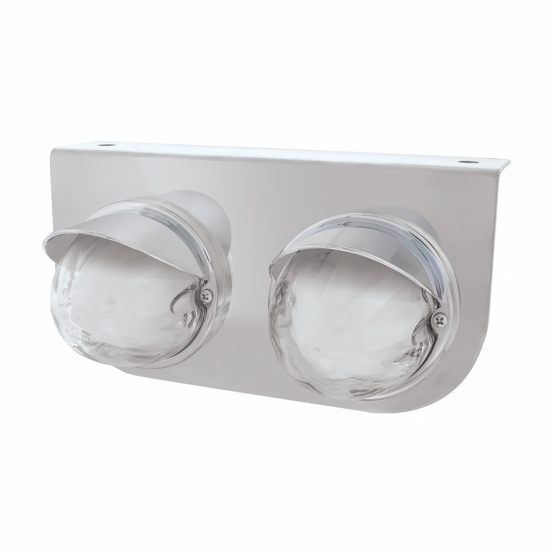 SS Light Bracket With Two 9 LED Dual Function Watermelon GloLight & Visors -Amber LED/ Clear Lens
