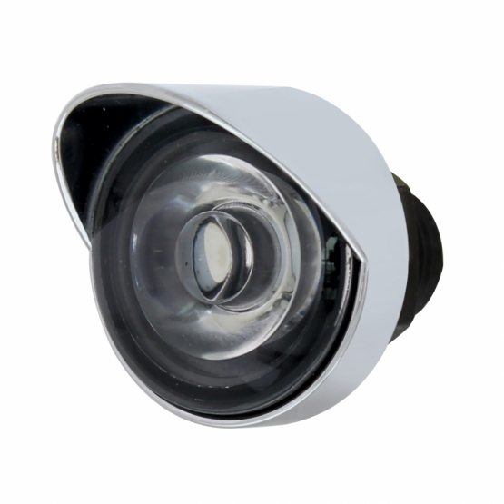 SS Front Air Cleaner Bracket With 22X 3 Amber LED Mini Lights & Visors For Peterbilt-Clear Lens