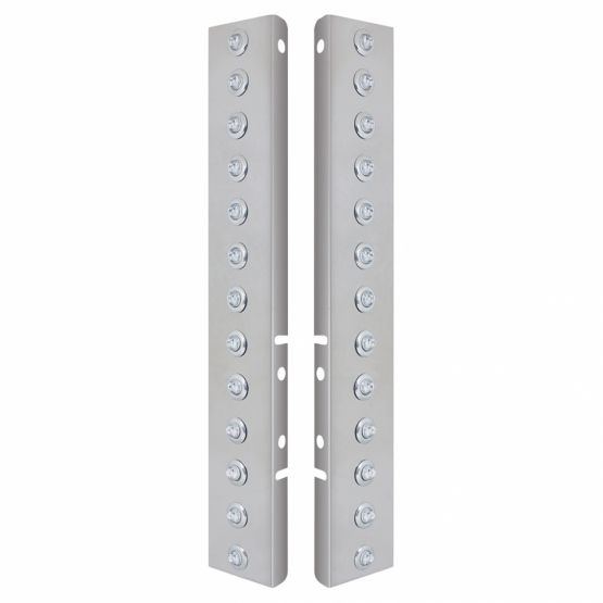 SS Front Air Cleaner Bracket With 26X 2 Amber LED Mini Lights & SS Bezels For Peterbilt-Clear Lens