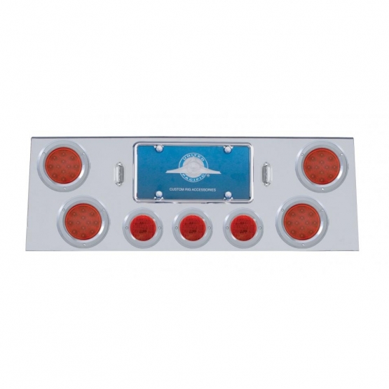 SS Rear Center Panel With 4X 12 LED 4" Reflector Light & 3X 13 LED 2-1/2" Light & Bezel -Red LED & Lens