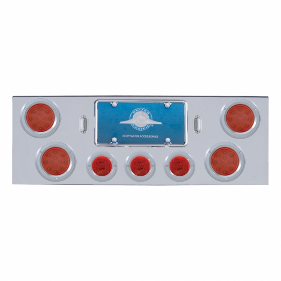 CR Rear Center Panel With 4X 12 LED 4" Reflector Lights & 3X 13 LED 2-1/2" Lights -Red LED & Lens