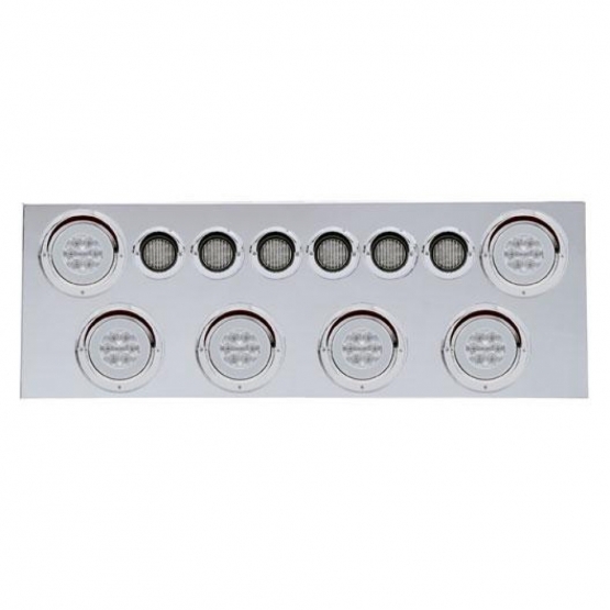 SS Rear Center Panel With 6X 21 LED 4" GloLight & 6X 9 LED 2" GloLight & Visor-Red LED/Clear Lens