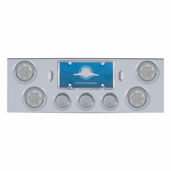 CR Rear Center Panel With 4X 7 LED 4" Reflector Light & 3X 13 LED 2-1/2" Light & Visor-Red LED/Clear Lens CR Rear Center Panel With 4X 7 LED 4" Reflector Light & 3X 13 LED 2-1/2" Light & Visor-Red LED/Clear Lens