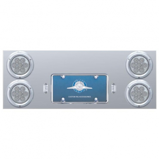 Stainless Rear Center Panel With Four 7 LED 4" Reflector Lights & Bezels - Red LED/Clear Lens