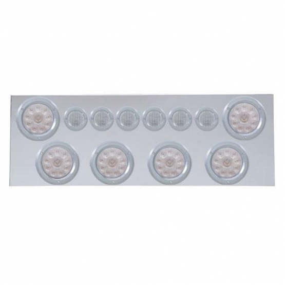 SS Rear Center Panel With 6X 10 LED 4" Lights & 6X 9 LED 2" Lights & Bezels -Red LED/Clear Lens
