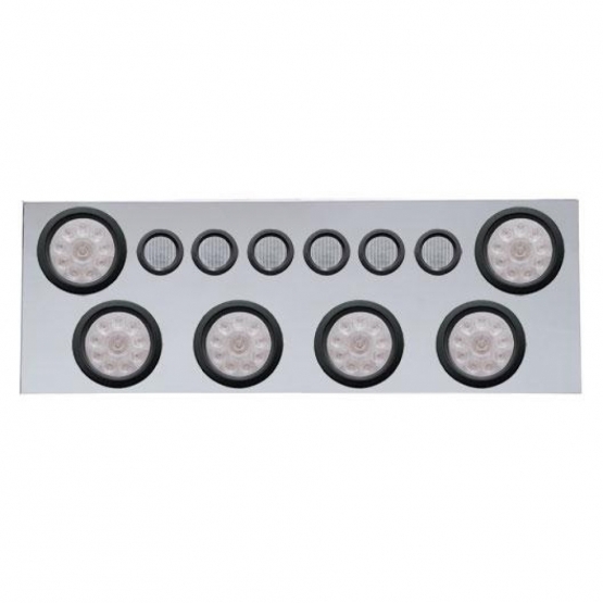 SS Rear Center Panel With 6X 10 LED 4" Lights & 6X 9 LED 2" Lights -Red LED/Clear Lens