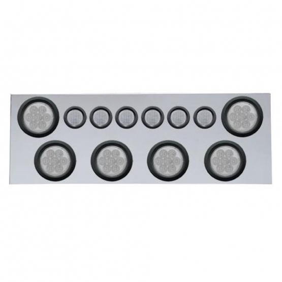 SS Rear Center Panel With 6X 7 LED 4" Reflector Lights & 6X 9 LED 2" Lights -Red LED/Clear Lens