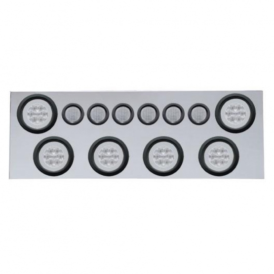 SS Rear Center Panel With 6X 21 LED 4" GloLight & 6X 9 LED 2" GloLight -Red LED/Clear Lens