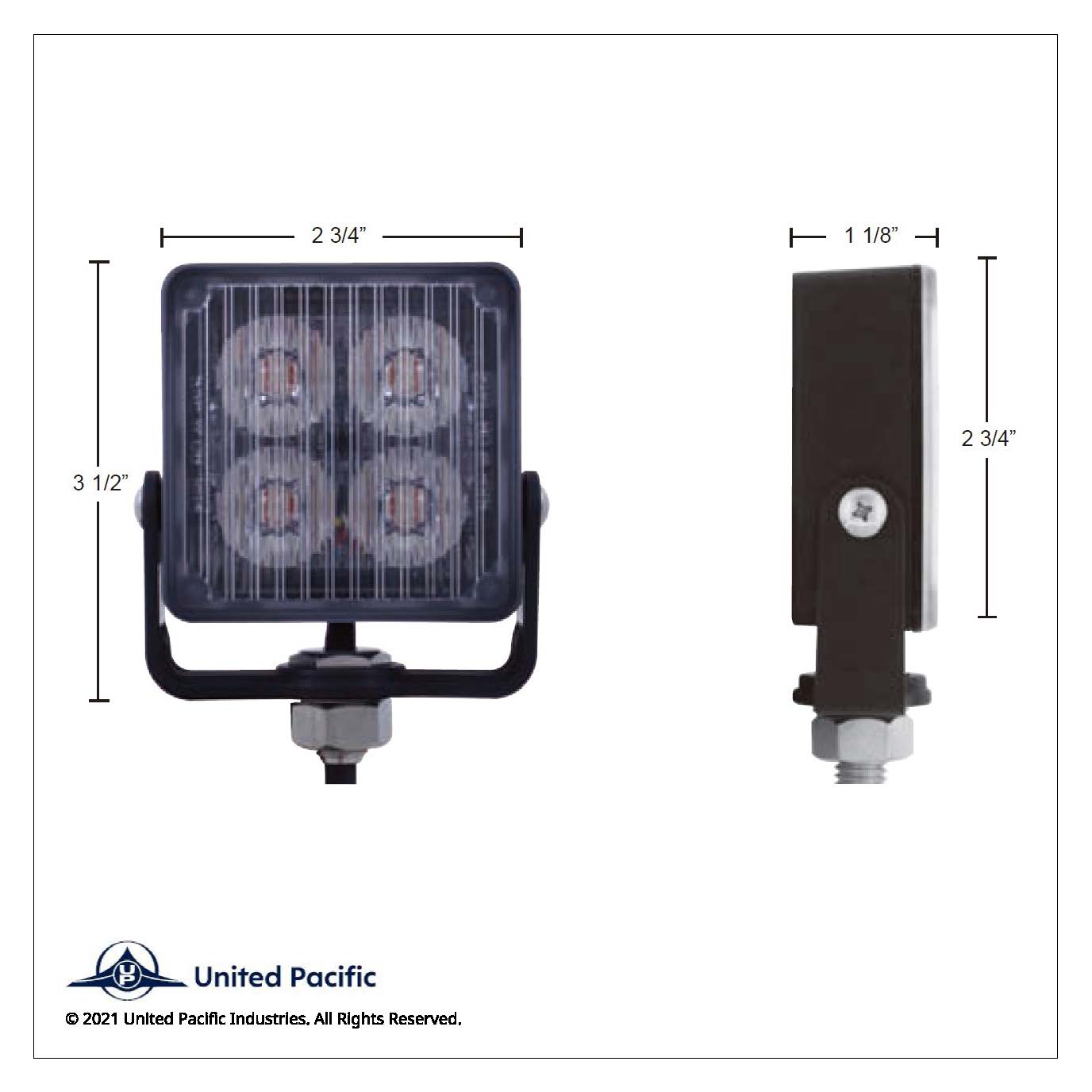 4 High Power LED Square Warning Lighthead - White LED (Bulk)