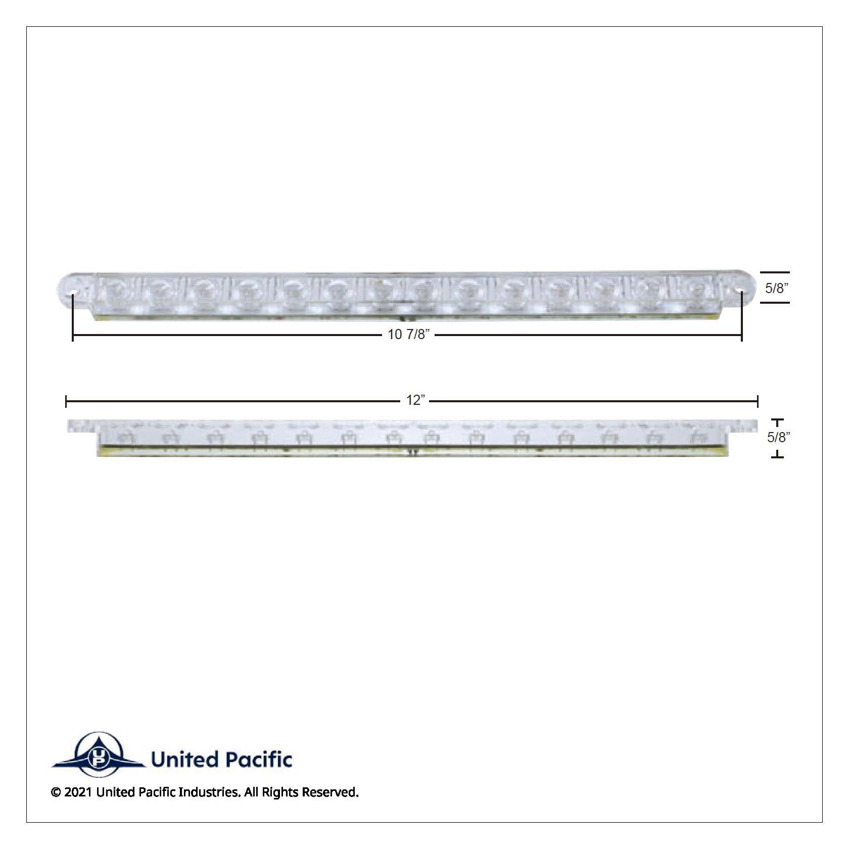 14 LED 12" Auxiliary Warning Light Bar Only - Red LED/Clear Lens (Bulk)