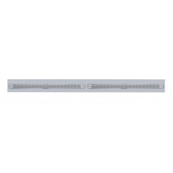 Chrome Top Mud Flap Plate With Two 19 LED 12" Reflector Light Bars - Red LED/Clear Lens