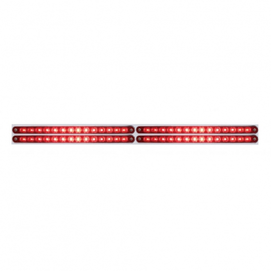Chrome Top Mud Flap Plate With Four 14 LED 12" Light Bars - Red LED/Red Lens