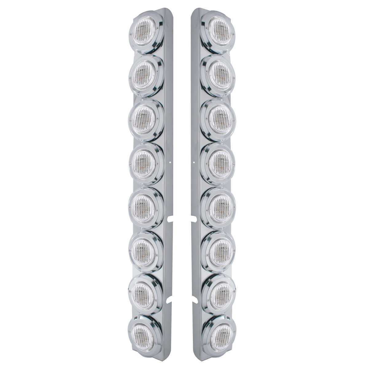 SS Rear Air Cleaner Bracket With 16X 9 LED 2" Lights & Bezels For Peterbilt-Red LED/Clear Lens