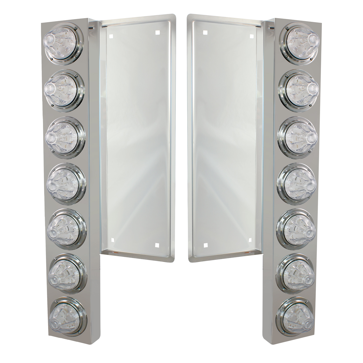 FL SS Front Air Cleaner Bracket With 12X 11 LED Watermelon Lights & Bezels -Amber LED/Clear Lens