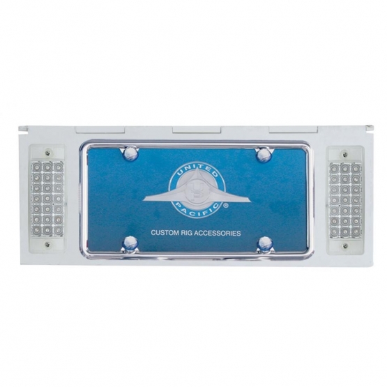 Stainless 1 License Plate Holder With Two 21 LED Rectangular Lights - Amber LED/Clear Lens