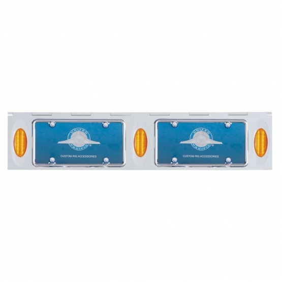 Stainless 2 License Plate Holder With Three 12 LED Phantom Lights - Amber LED/Amber Lens