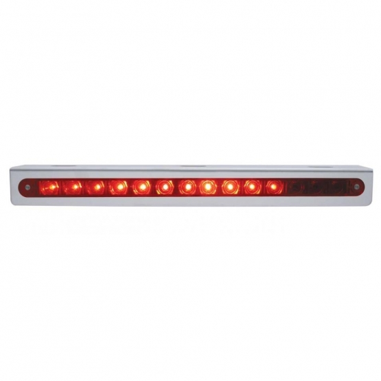 Stainless Light Bracket With 14 LED 12" Sequential Light Bar (Left to Right) - Red LED/Red Lens