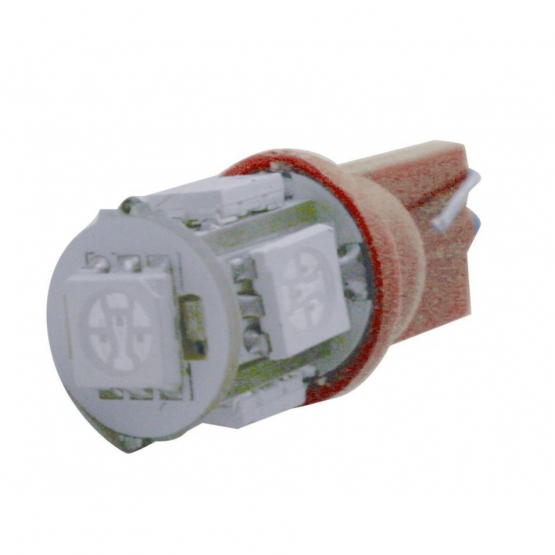 5 High Power LED 360 Degree 194 Bulb - Red (2 Pack)