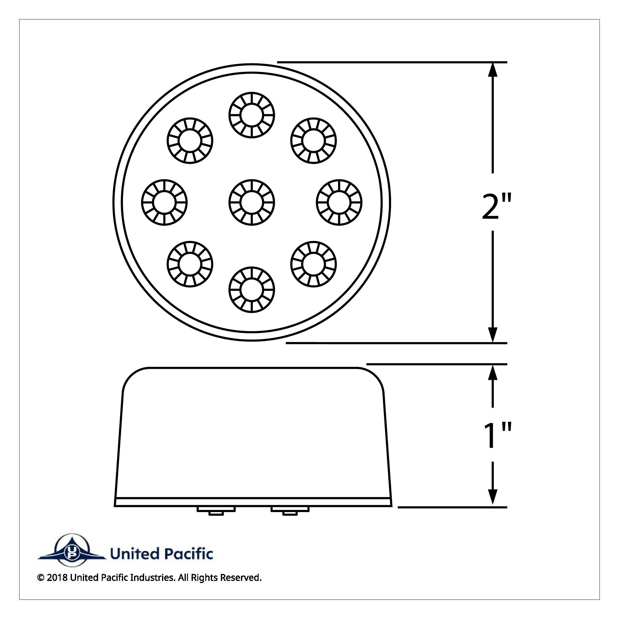 9 LED 2" Round Reflector Light Kit (Clearance/Marker) - Amber LED/Amber Lens