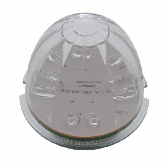 SS Front Air Cleaner Brkt With 12X 17 Amber LED Hi/Lo Watermelon Lights & SS Bezels For Peterbilt-Clear Lens