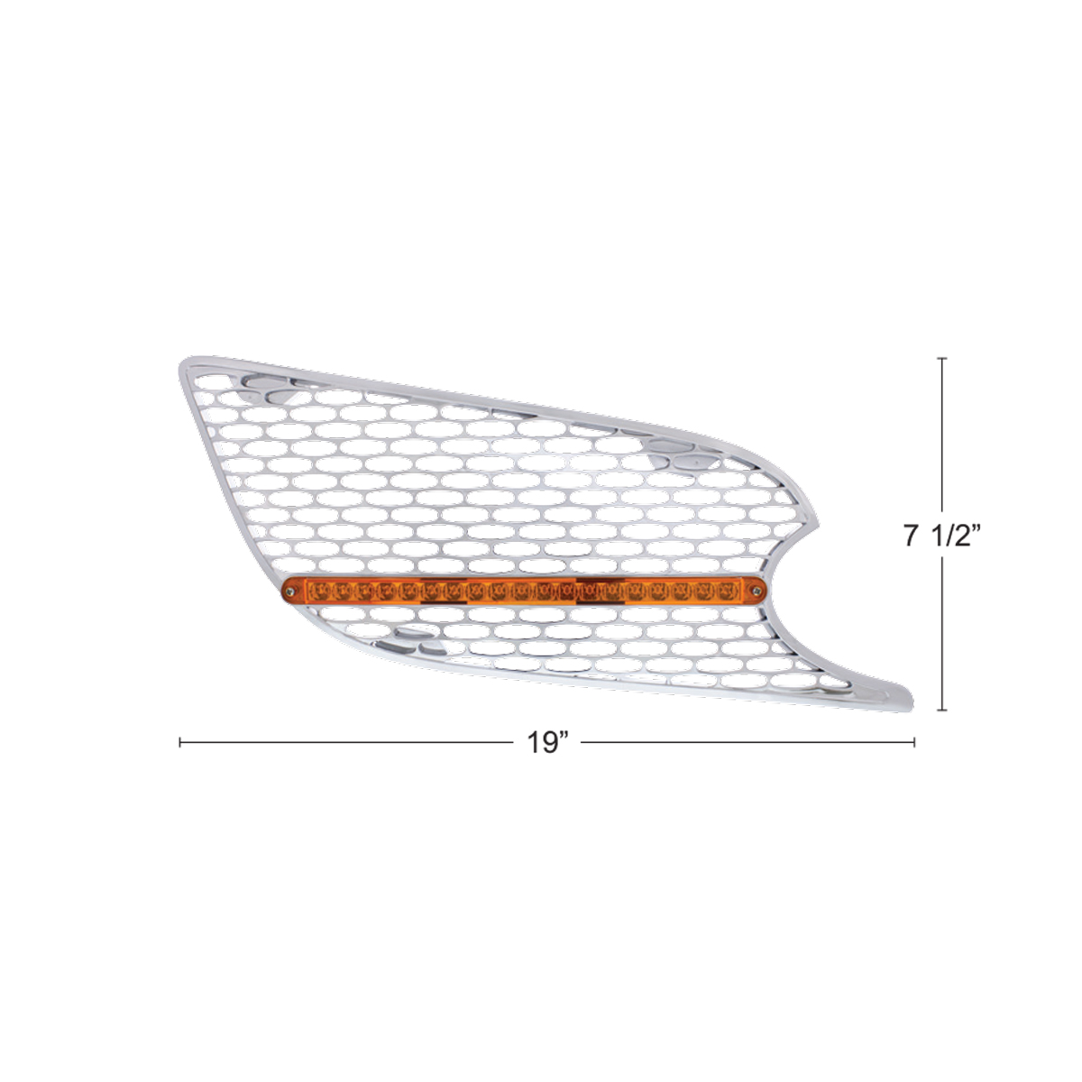 Chrome Air Intake Grille W/Reflector LED Light For 2012-2021 Peterbilt 579 (Passenger) - Amber LED/Amber Lens