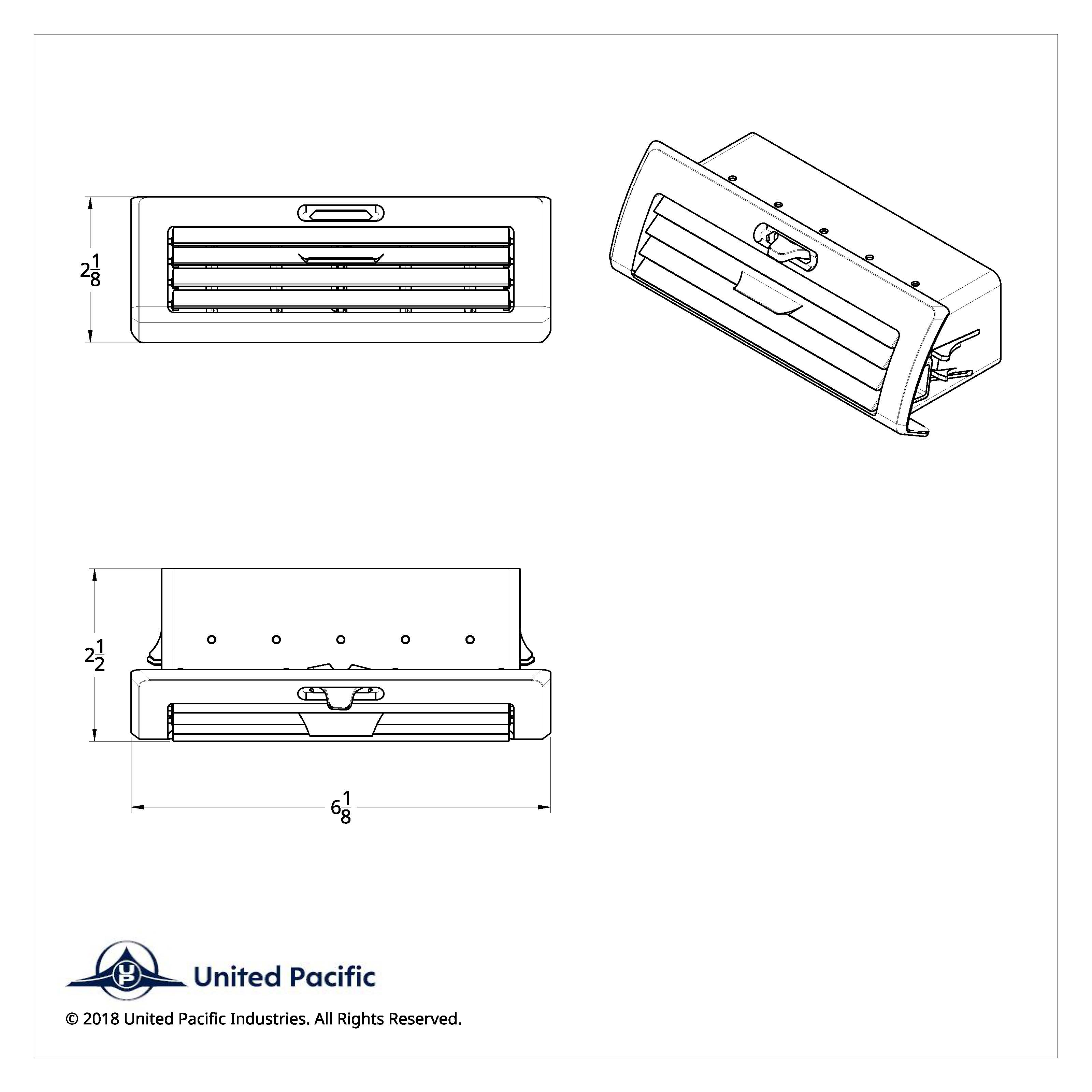 Chrome Plastic A/C Vent For 2008-2017 Freightliner Cascadia - Center
