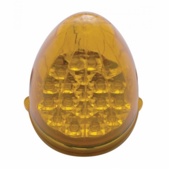 Fog Light Cover With 19 LED Reflector Light & Visor For 2007-17 KW T660- Driver -Amber LED/ Amber Lens