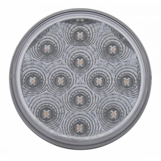 3-3/4" Bolt Pattern Chrome Spring Loaded Bar W/6X 12 Red LED 4" Refl. Lights & Visors -Clear Lens (Pair)