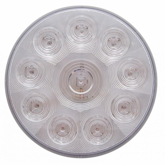 2-1/2" Bolt Pattern SS Spring Loaded Bar With 6X 4" 10 LED Lights & Visors -Red LED/Clear Lens