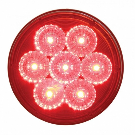 3-3/4" Bolt Pattern Chrome Spring Loaded Bar With 6X 4" 7 LED Lights & Visors -Red LED & Lens